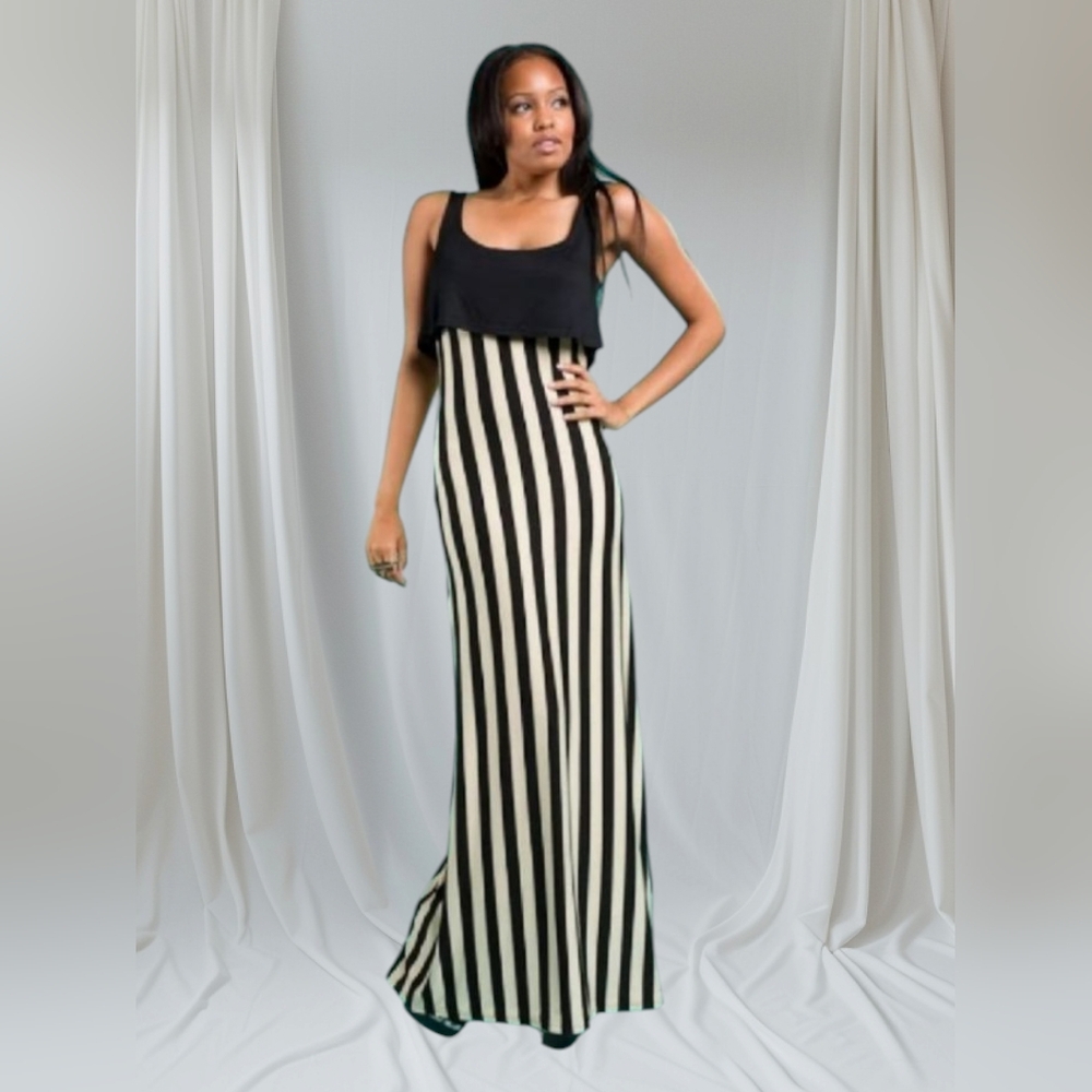 Dots -- Chic Striped Maxi Dress